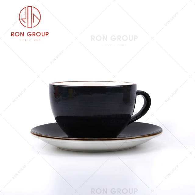 high quality unbreakable espresso colored porcelain ceramic cafe hotel restaurant serving used coffee cup