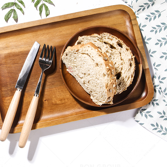 Japanese plate household simple dining plate wooden tray creative wooden plate round square wooden tray