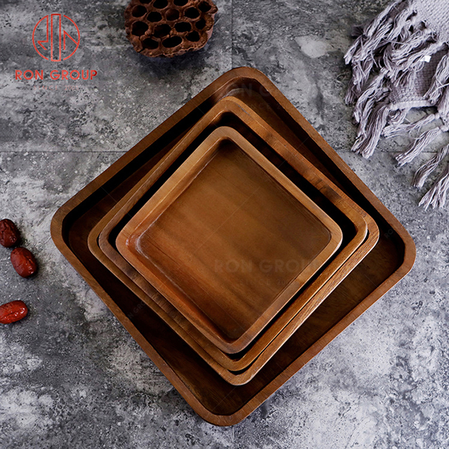 Wooden tray retro simple tea tray dishes set meal placement plate sushi afternoon tea storage plate