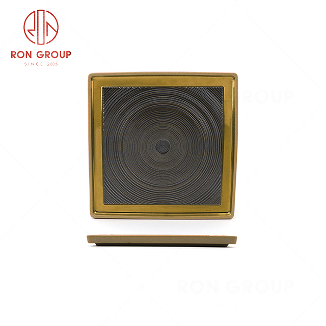 RN0040P00330-31 Wholesale High Quality Gold Rim Square Ceramic Plate