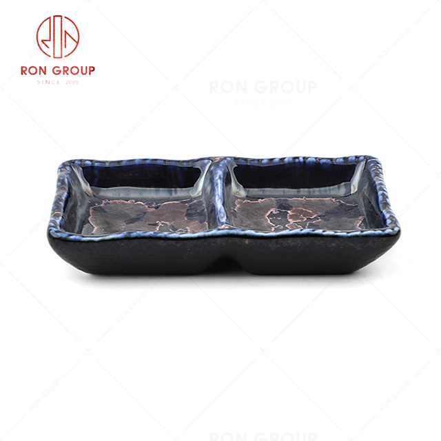 RN0660P00334  Wholesale High Quality Elegant and Practical  Ceramic Double Lattice Plate