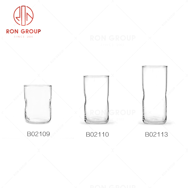 Portable design restaurant creative drink ware glass body with groove beer beverage cup