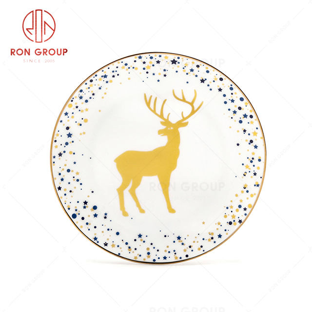 Christmas style restaurant tableware hotel lovely dinnerware banquet quality round plate