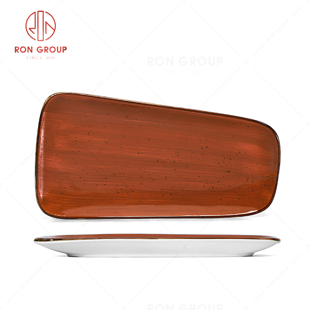 RN0037P03704-10 Wholesale Chip Proof Porcelain Tomato Jam Series  Bread Shape Plate