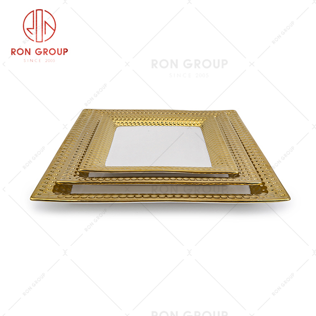 Square luxury hotel tableware restaurant banquet activity dinnerware flat plate
