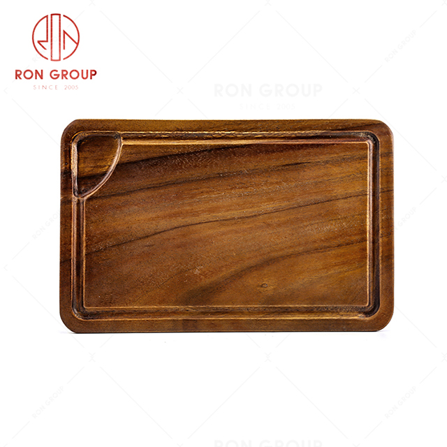 Western restaurant praise durable wooden tableware hotel steak rectangular plate