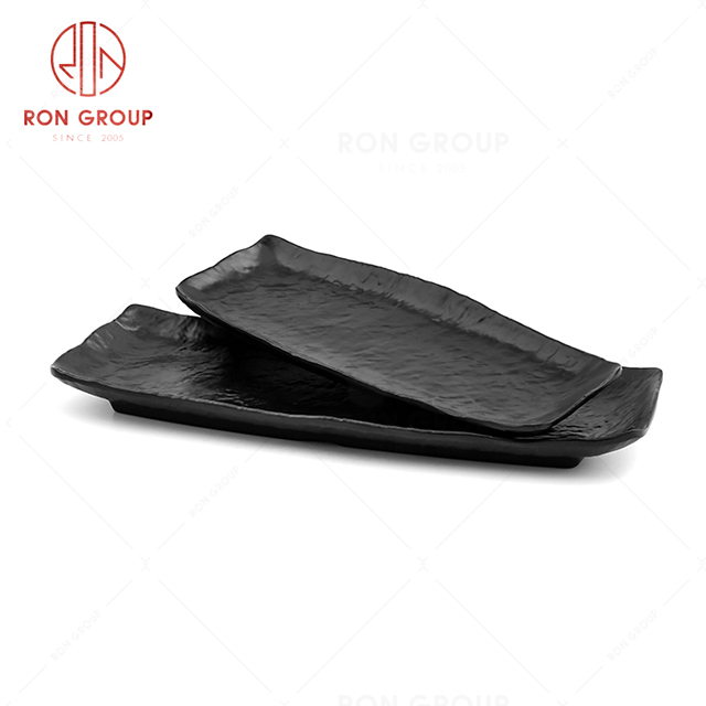 Japanese style restaurant tableware long strip black sushi plate