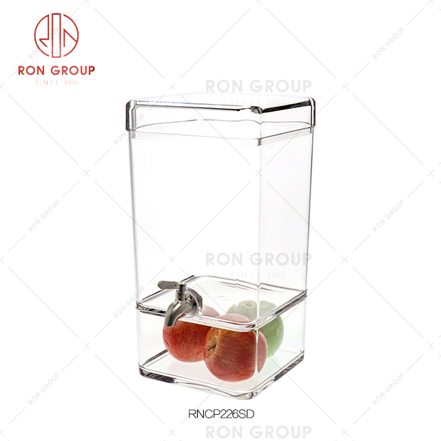 Hotel durable tableware cafeteria portable tableware square juice can with faucet