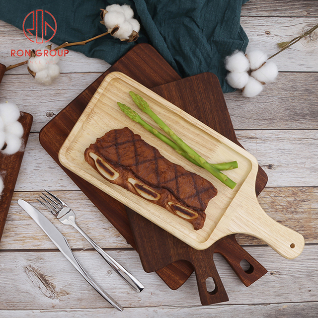 Wholesale manufacturer direct selling original wood grain steak plate solid wood pizza tray dessert plate