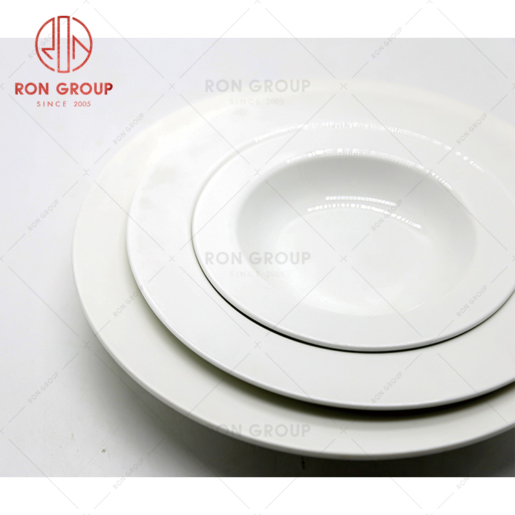 French restaurants common tableware hotel ceramic dinnerware anti scalding round soup plate
