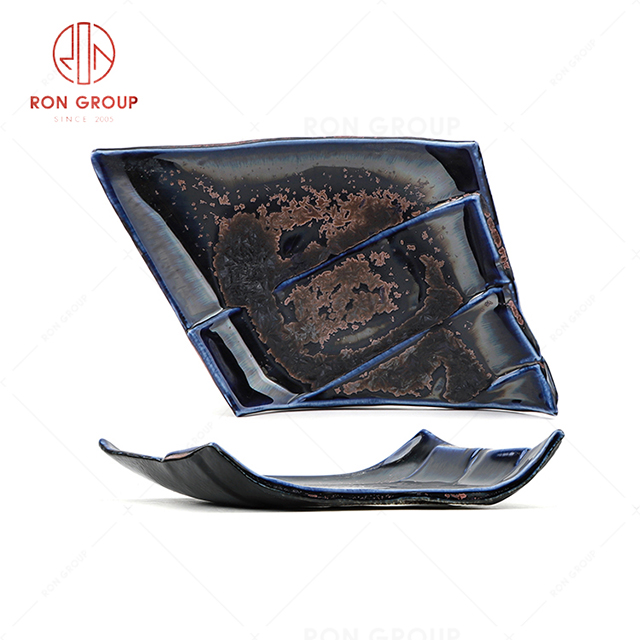 RN0660P00254 Wholesale High Quality Blue Agate Porcelain Snack Plate