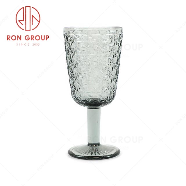 RN0184G00022 Wholesale High Quality Embossed Glass wine Goblet