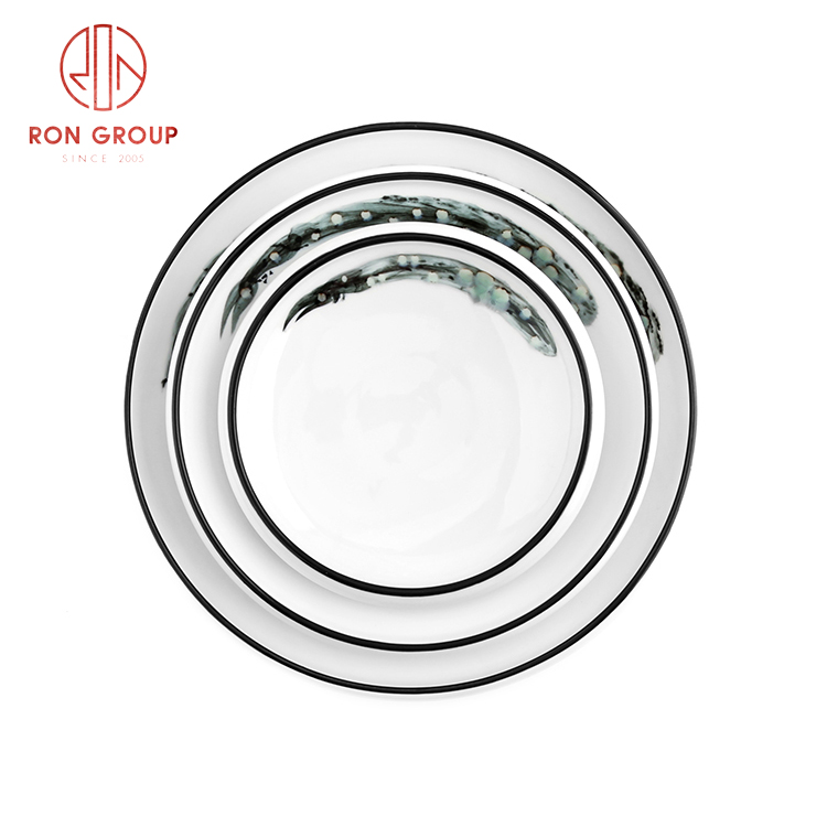 Popular Asian style modern porcelain Japanese bowl fine dining porcelain ink painting tableware