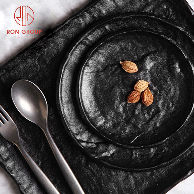 Manufacturers wholesale natural black slate stone slate Western food plate hotel family party personalized tableware rectangular plate square plate