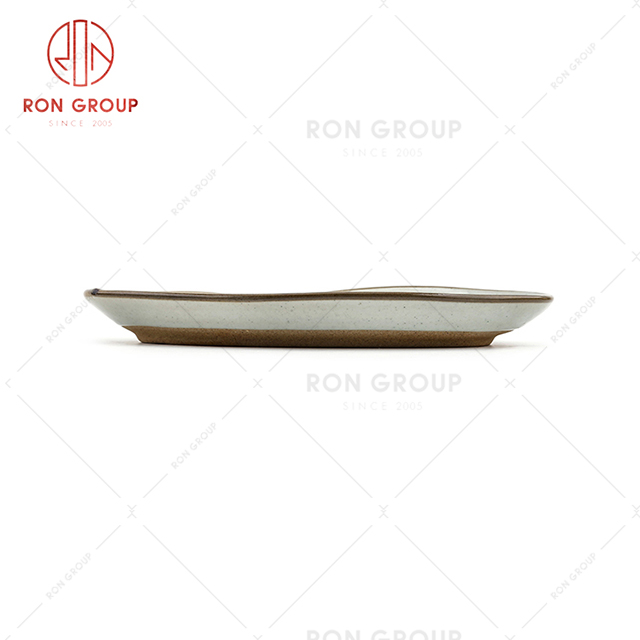 Gourd shape hotel creative dinnerware restaurant elegant ceramic tableware oval plate