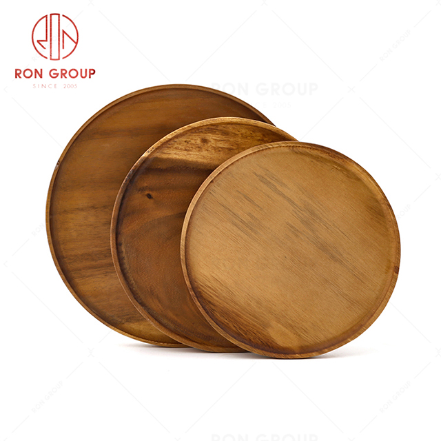 Multi specification factory direct selling restaurant tableware hotel commonly used round wooden plate
