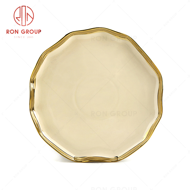 Elegant style restaurant tableware household dinnerware gift shallow round plate