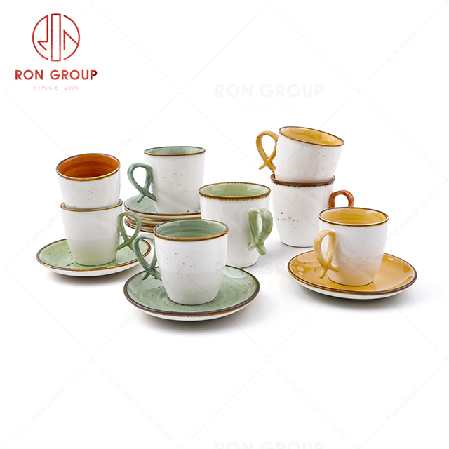 Oil painting style french restaurant beautiful drinkware hotel coffee cup
