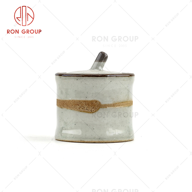 Portable design restaurant coarse pottery tableware elegant hotel dinnerware sauce pot