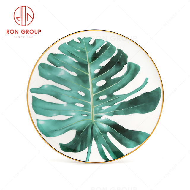 Leaf element design hot selling restaurant tableware hotel wedding banquet high-quality round plate