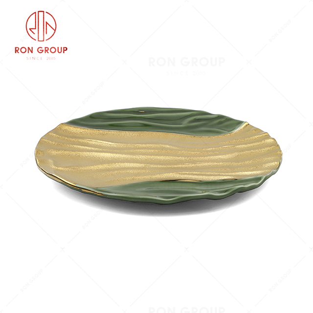 RN0660P00722  Wholesale Unique Design Golden Forest Series Round Plate