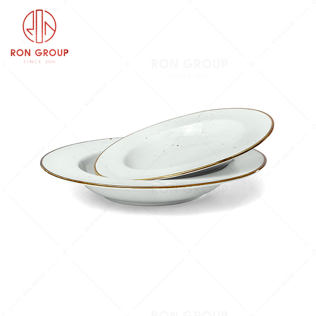 RonGroup New Color Chip Proof  Collection Misty White Bule -  Broadside Round Meal Plate 