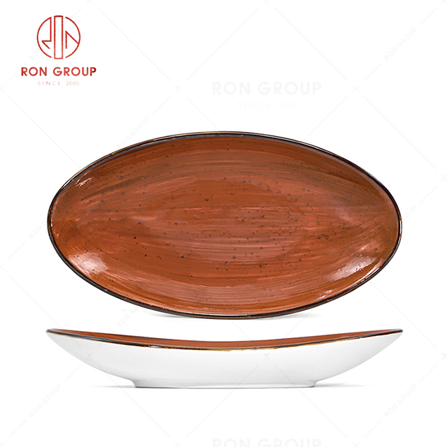RN0037P03362  Wholesale Chip Proof Porcelain Tomato Jam Series  Olive Plate