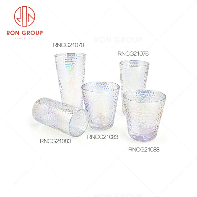 Shining eye catching design cafe creative drink ware restaurant rainbow water wine glass