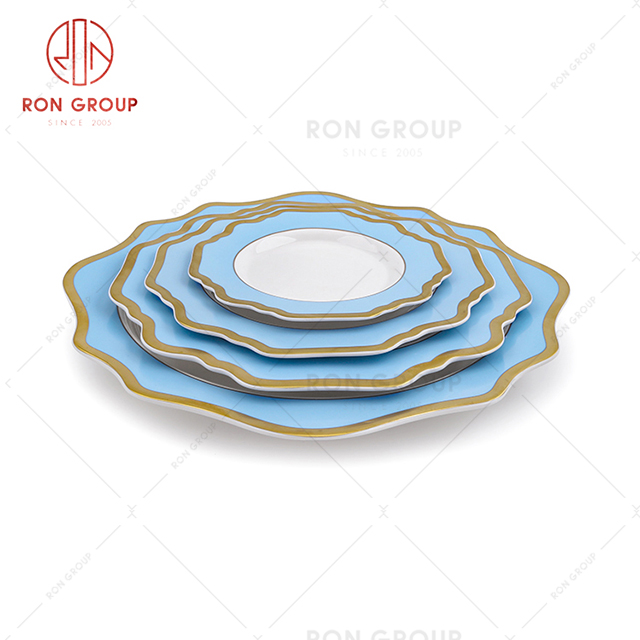 Blue phnom penh creative restaurant tableware high-end hotel event party dessert plate