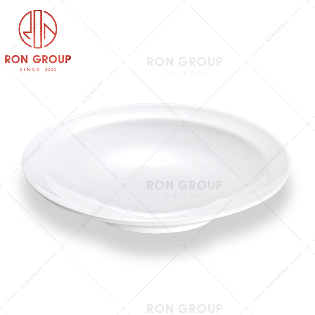 Favorable price high-quality restaurant tableware ceramic white plate hotel dinnerware shallow bowl