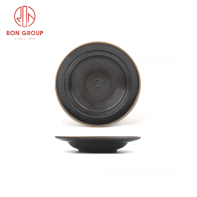 RN0040P00337 Hot Selling Unique Design Royal Midnight  Swirls Series Round Soup Plate