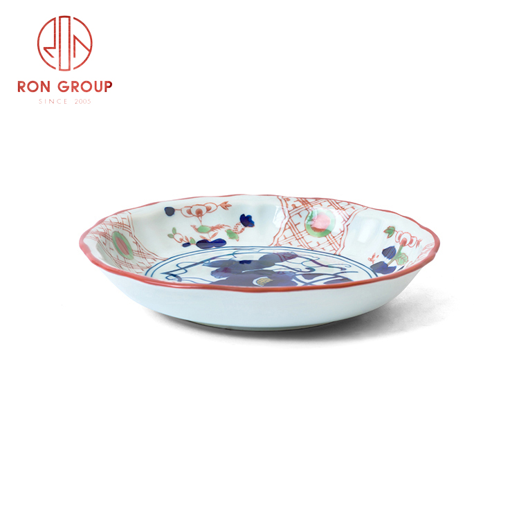 Cheap price Asian style porcelain dinnerware set restaurant hotel supplies porcelain hat-shaped plate
