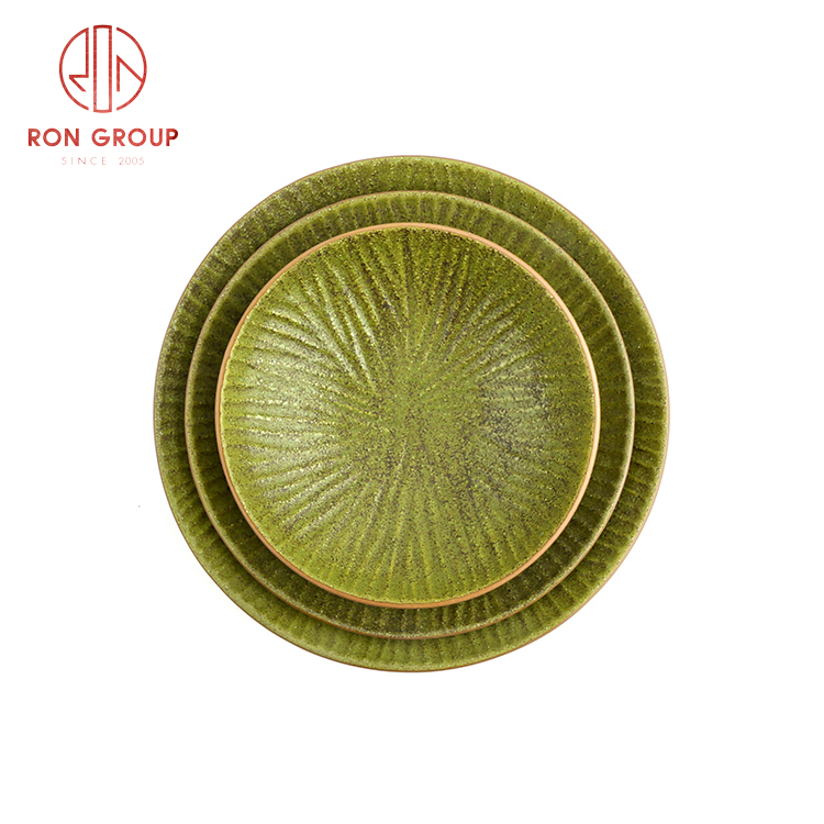 Wholesale Asian style ceramic dinnerware set restaurant hotel use ceramic blade grain soup plate