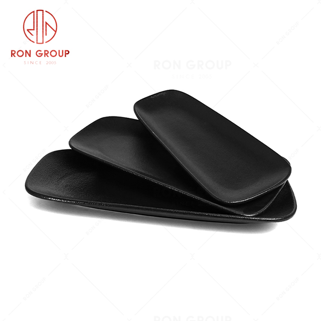 RonGroup New Color Matte Black Chip Proof Porcelain  Collection - Ceramic Dinnerware Bread Shape Plate 