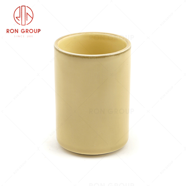 RonGroup New Color Custard Chip Proof Porcelain  Collection - Ceramic Drinkware Straight Tea Cup 