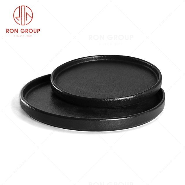RonGroup New Color Matte Black Chip Proof Porcelain  Collection - Ceramic Dinnerware Round Plate 