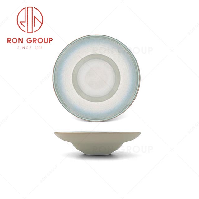 RN0041P01356 Hot Selling High Quality Mystic Orchid Blue Hat-shape  Coarse Pottery Plate 
