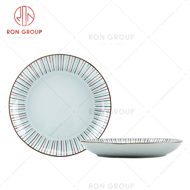 Simply round shape ceramic bowl set high quality porcelain restaurant plate