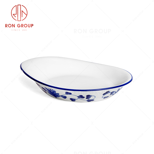 RonGroup New Color Rattan Flower Chip Proof Porcelain  Collection - Ceramic Dinnerware Soup Plate 