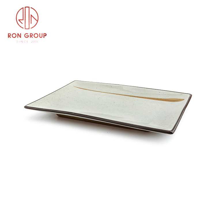 Fine dining restaurant use ceramic rectangle sushi plate Asian style ceramic dinnerware set 