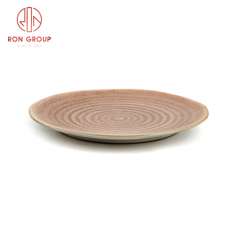 Popular Asian style ceramic dinnerware set restaurant hotel supplies ceramic water wave abnormal flat plate