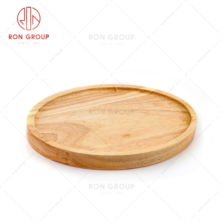 Restaurant essential tableware hotel wooden customizable logo round pizza plate