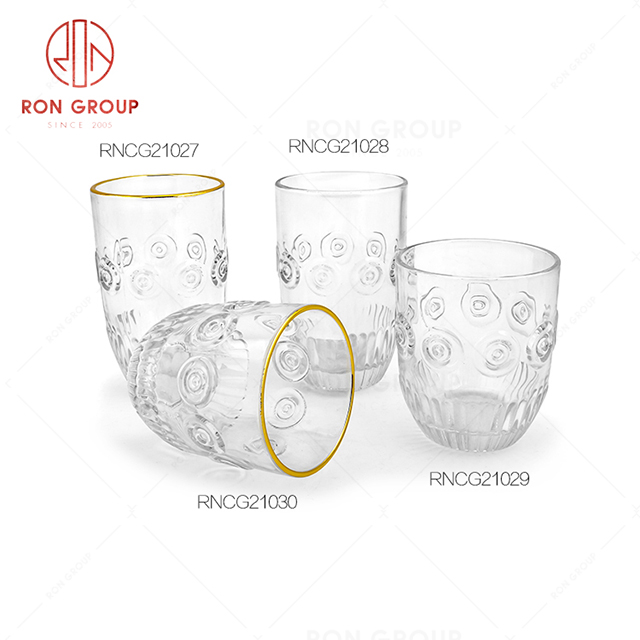 Beautiful rose design restaurant creative drink ware hotel afternoon tea coffee milk tea glass