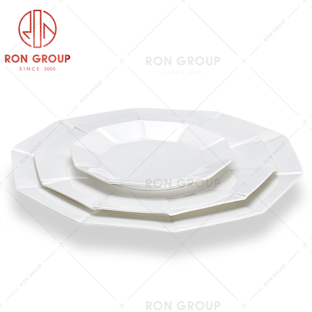 Diamond pattened design restaurant tableware hotel high-quality affordable ceramic round plate
