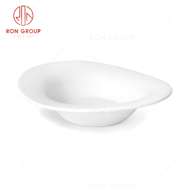 RonGroup New Color Matte White Chip Proof Porcelain  Collection - Ceramic Dinnerware Random Plate