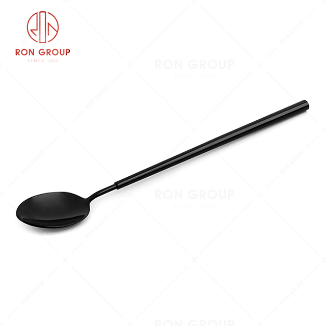 RN0178E00117 Hot Sale High Quality Exquisite Black Stainless Steel Barton Series-- Ice Tea Spoon