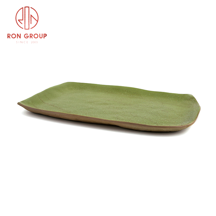New arrived Asian style ceramic dinnerware set restaurant hotel use ceramic cloth design rectangle plate