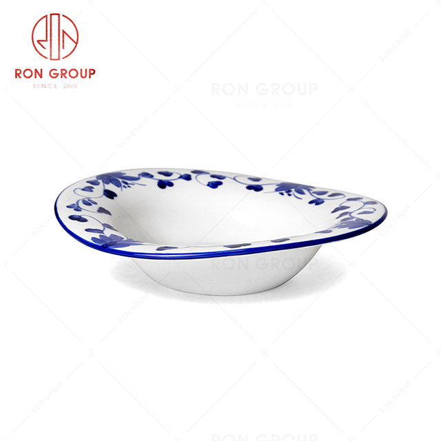 RonGroup New Color Rattan Flower Chip Proof Porcelain  Collection - Ceramic Dinnerware Random Plate