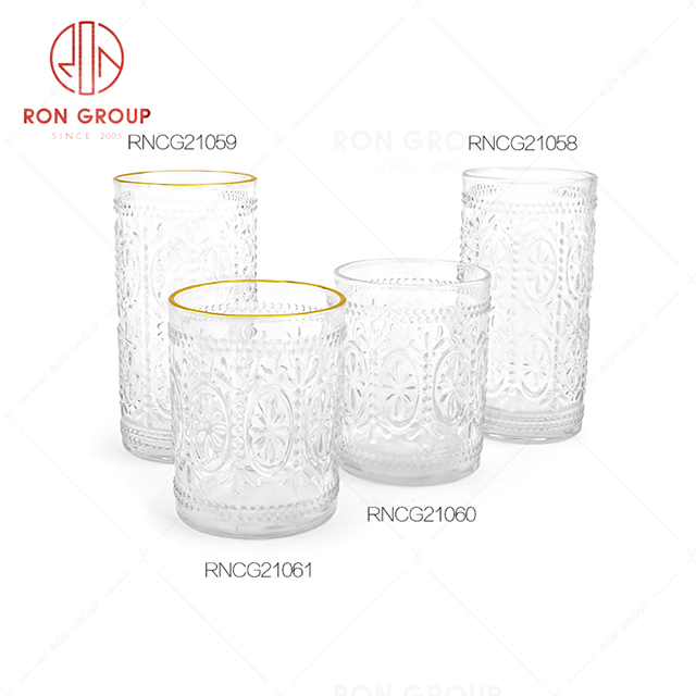 Unique patterns design restaurant creative drink ware popular hotel juice tea wine glasse