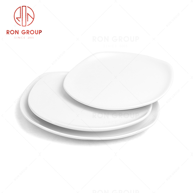 RonGroup New Color Matte White Chip Proof Porcelain  Collection - Ceramic Dinnerware Shallow Square  Plate